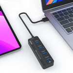 Onten 5305 ฮับ USB3.0 4 พอร์ต 4 ใน 1 สถานีเชื่อมต่อ, 5305