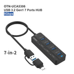 Onten UCA5306 ฮับ USB3.0 + Type-C 7 พอร์ต 7 ใน 2 สถานีเชื่อมต่อ รองรับฟังก์ชัน OTG, UCA5306