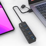 Onten UCA5306 ฮับ USB3.0 + Type-C 7 พอร์ต 7 ใน 2 สถานีเชื่อมต่อ รองรับฟังก์ชัน OTG, UCA5306