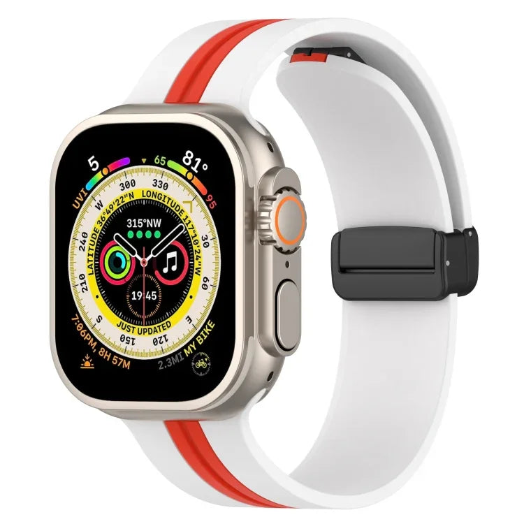สายซิลิโคนสองสี Magnetic Clasp สำหรับ Apple Watch Ultra 49mm, สำหรับ Apple Watch Series 8&7 45mm, สำหรับ Apple Watch Series 8&7 41mm