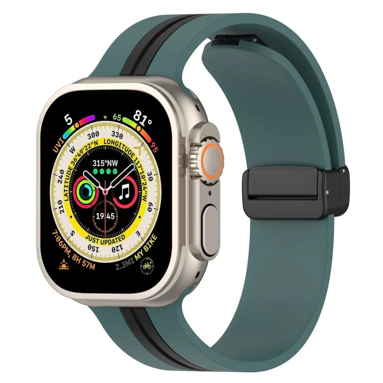 สายซิลิโคนสองสี Magnetic Clasp สำหรับ Apple Watch Ultra 49mm, สำหรับ Apple Watch Series 8&7 45mm, สำหรับ Apple Watch Series 8&7 41mm