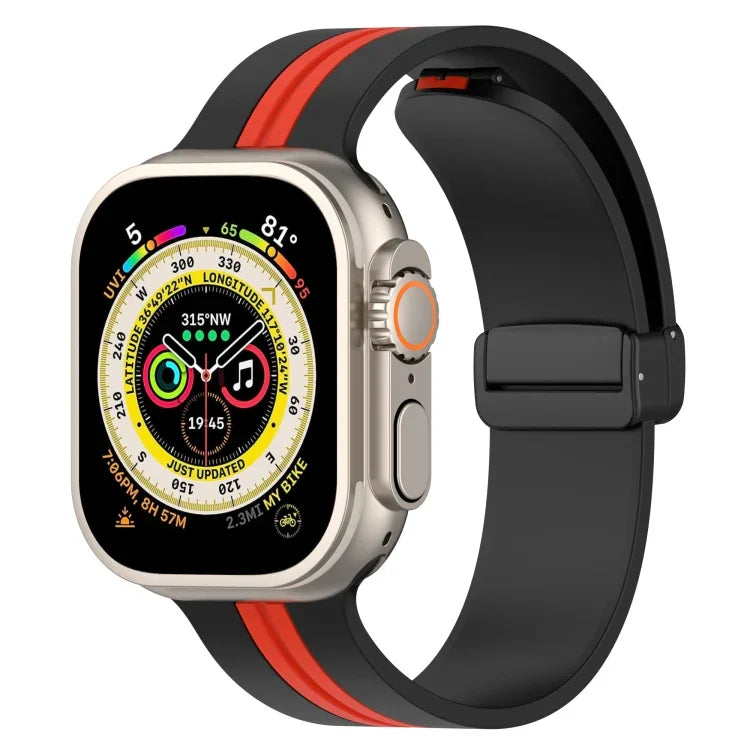สายซิลิโคนสองสี Magnetic Clasp สำหรับ Apple Watch Ultra 49mm, สำหรับ Apple Watch Series 8&7 45mm, สำหรับ Apple Watch Series 8&7 41mm