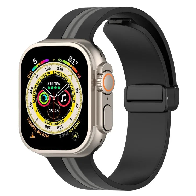 สายซิลิโคนสองสี Magnetic Clasp สำหรับ Apple Watch Ultra 49mm, สำหรับ Apple Watch Series 8&7 45mm, สำหรับ Apple Watch Series 8&7 41mm