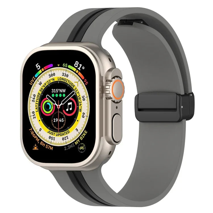 สายซิลิโคนสองสี Magnetic Clasp สำหรับ Apple Watch Ultra 49mm, สำหรับ Apple Watch Series 8&7 45mm, สำหรับ Apple Watch Series 8&7 41mm