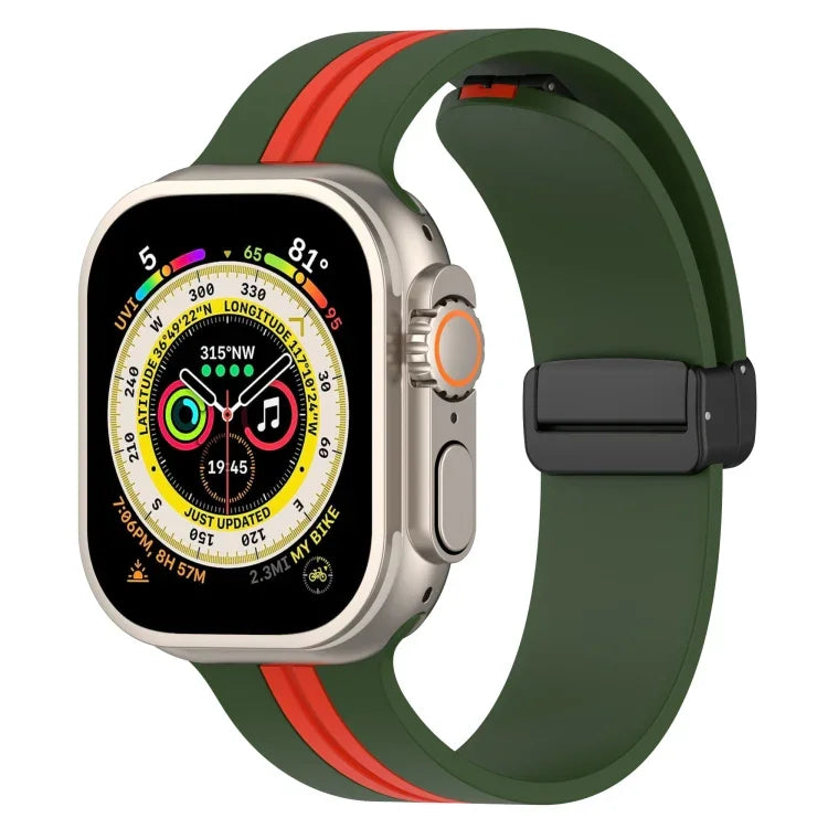 สายซิลิโคนสองสี Magnetic Clasp สำหรับ Apple Watch Ultra 49mm, สำหรับ Apple Watch Series 8&7 45mm, สำหรับ Apple Watch Series 8&7 41mm