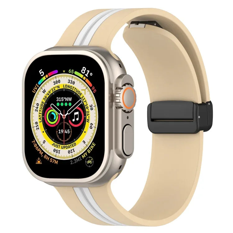 สายซิลิโคนสองสี Magnetic Clasp สำหรับ Apple Watch Ultra 49mm, สำหรับ Apple Watch Series 8&7 45mm, สำหรับ Apple Watch Series 8&7 41mm