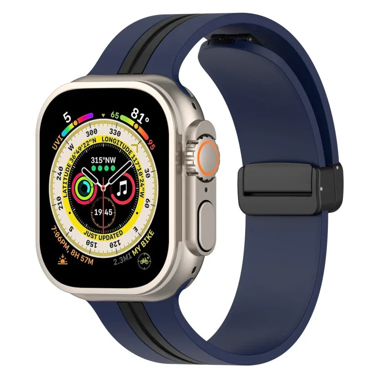 สายซิลิโคนสองสี Magnetic Clasp สำหรับ Apple Watch Ultra 49mm, สำหรับ Apple Watch Series 8&7 45mm, สำหรับ Apple Watch Series 8&7 41mm