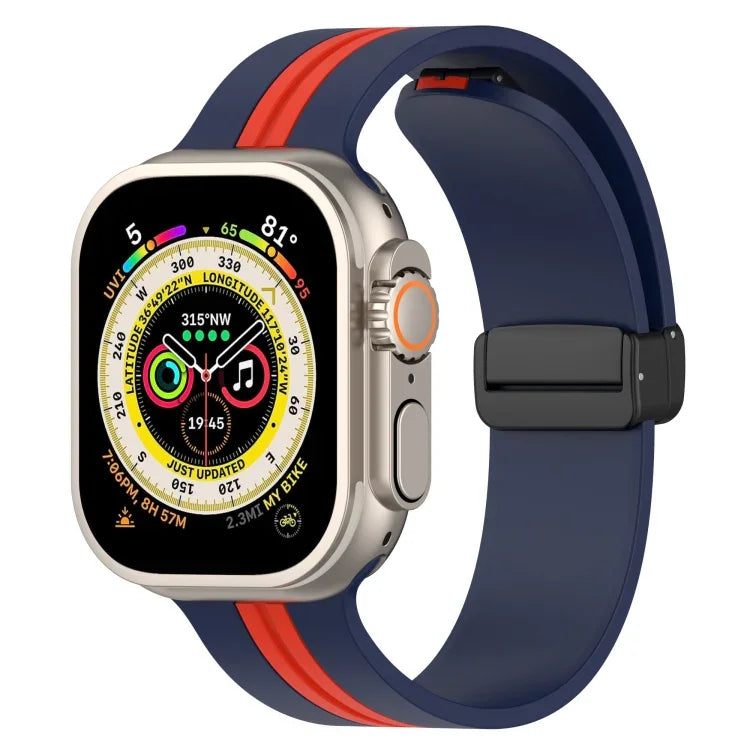 สายซิลิโคนสองสี Magnetic Clasp สำหรับ Apple Watch Ultra 49mm, สำหรับ Apple Watch Series 8&7 45mm, สำหรับ Apple Watch Series 8&7 41mm