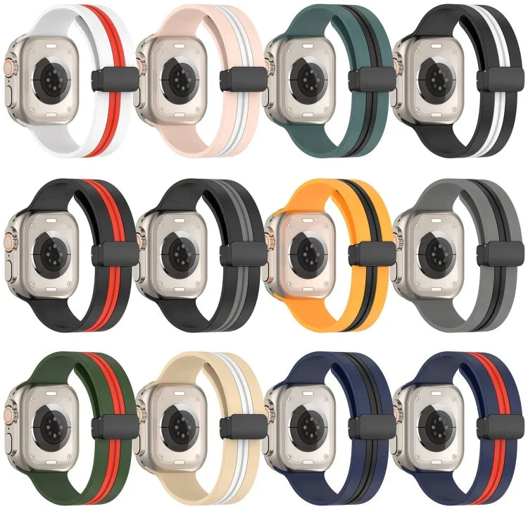 สายซิลิโคนสองสี Magnetic Clasp สำหรับ Apple Watch Ultra 49mm, สำหรับ Apple Watch Series 8&7 45mm, สำหรับ Apple Watch Series 8&7 41mm