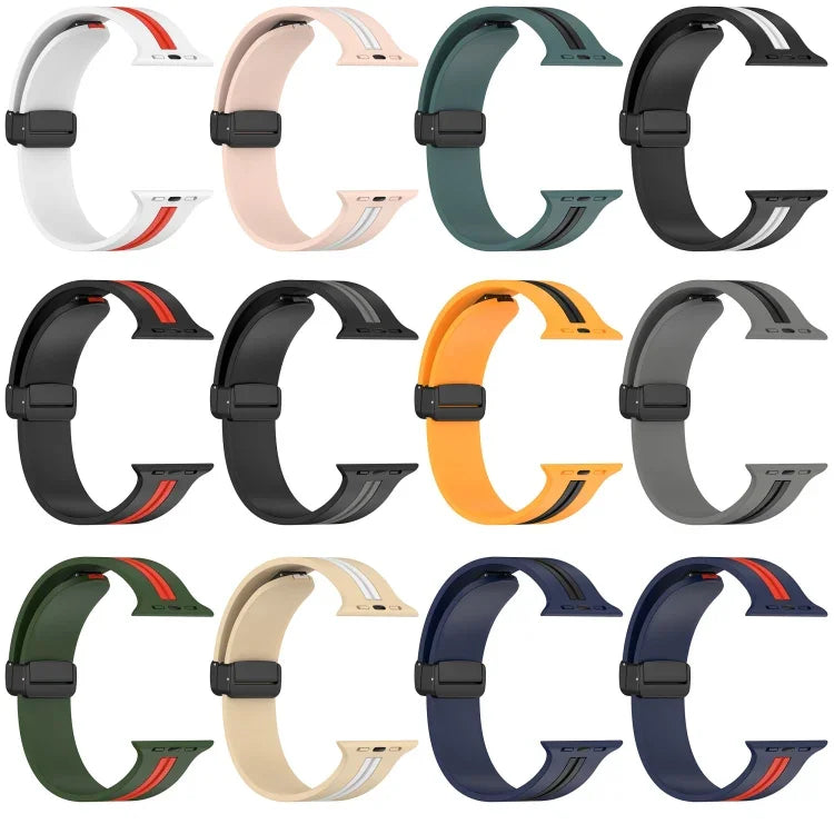 สายซิลิโคนสองสี Magnetic Clasp สำหรับ Apple Watch Ultra 49mm, สำหรับ Apple Watch Series 8&7 45mm, สำหรับ Apple Watch Series 8&7 41mm