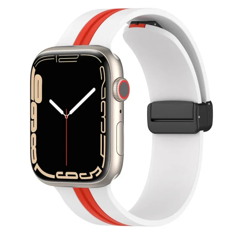 สายซิลิโคนสองสี Magnetic Clasp สำหรับ Apple Watch Ultra 49mm, สำหรับ Apple Watch Series 8&7 45mm, สำหรับ Apple Watch Series 8&7 41mm