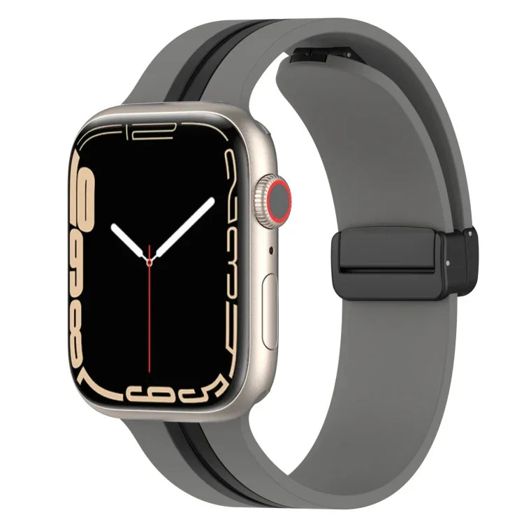 สายซิลิโคนสองสี Magnetic Clasp สำหรับ Apple Watch Ultra 49mm, สำหรับ Apple Watch Series 8&7 45mm, สำหรับ Apple Watch Series 8&7 41mm