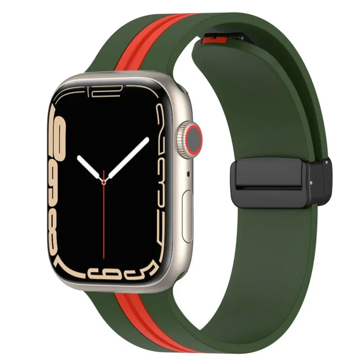 สายซิลิโคนสองสี Magnetic Clasp สำหรับ Apple Watch Ultra 49mm, สำหรับ Apple Watch Series 8&7 45mm, สำหรับ Apple Watch Series 8&7 41mm