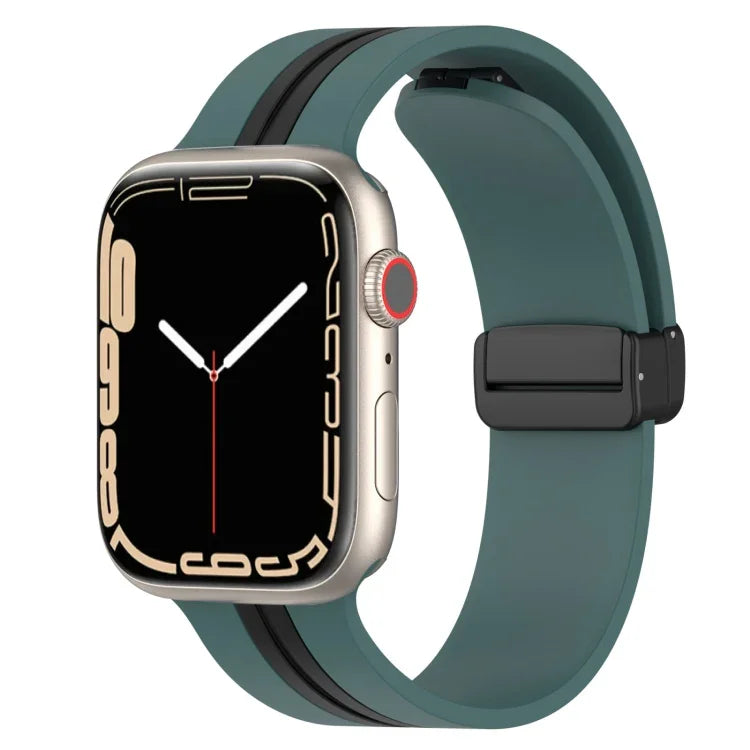 สายซิลิโคนสองสี Magnetic Clasp สำหรับ Apple Watch Ultra 49mm, สำหรับ Apple Watch Series 8&7 45mm, สำหรับ Apple Watch Series 8&7 41mm