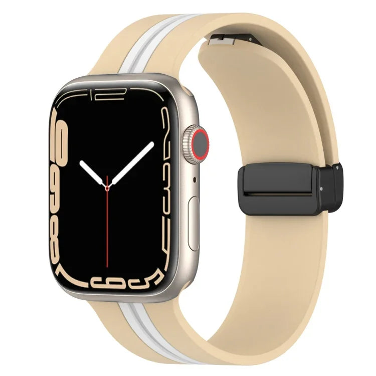 สายซิลิโคนสองสี Magnetic Clasp สำหรับ Apple Watch Ultra 49mm, สำหรับ Apple Watch Series 8&7 45mm, สำหรับ Apple Watch Series 8&7 41mm