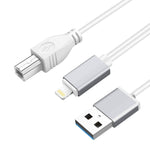 สายมัลติฟังก์ชัน 1 เมตร 8 พิน เป็น USB + MIDI เครื่องดนตรีอิเล็กทรอนิกส์ & OTG & ชาร์จ รองรับ iOS 10-14, MIDI + OTG