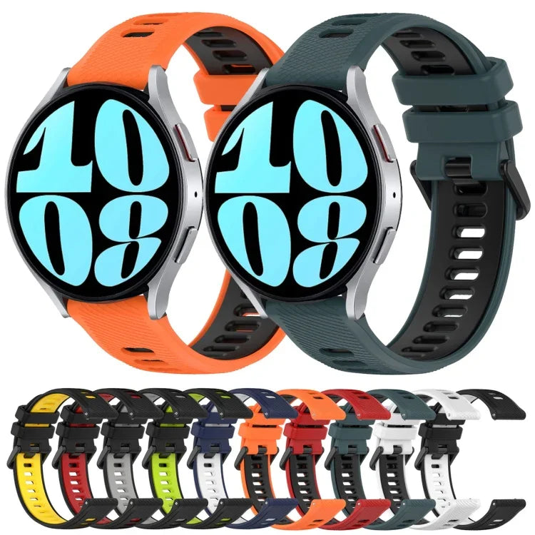 สายซิลิโคนสองสีขนาด 20mm สำหรับกีฬา, สำหรับ Samsung Galaxy Watch 6 40mm, สำหรับ Samsung Galaxy Watch 6 Classic 43mm