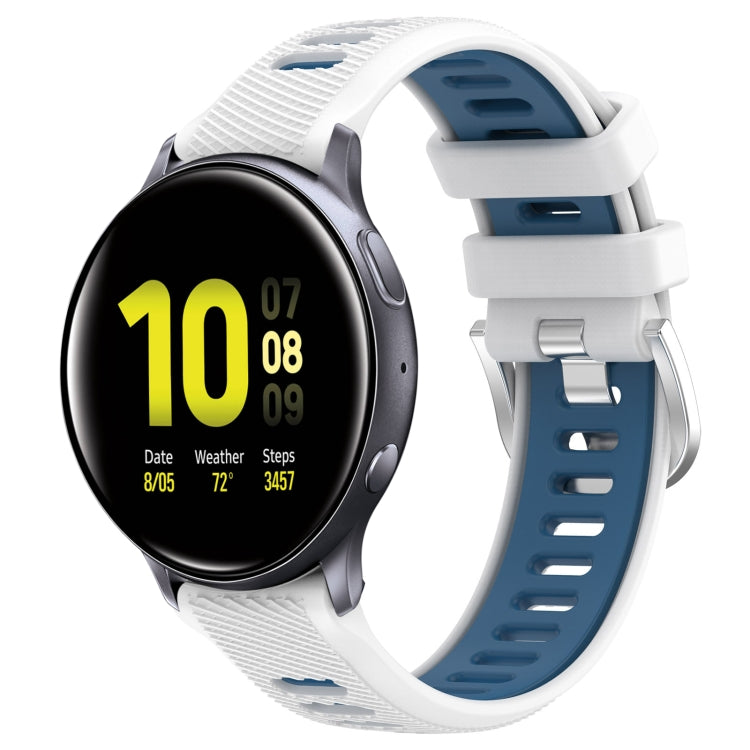 สายรัดนาฬิกาซิลิโคนหัวเข็มขัดเหล็กสองสี 20mm สำหรับ Samsung Galaxy Watch Active2 40mm, สำหรับ Samsung Galaxy Watch Active2 44mm, สำหรับ Samsung Galaxy Watch 42mm, สำหรับ Samsung Galaxy Watch 6 Classic 47mm