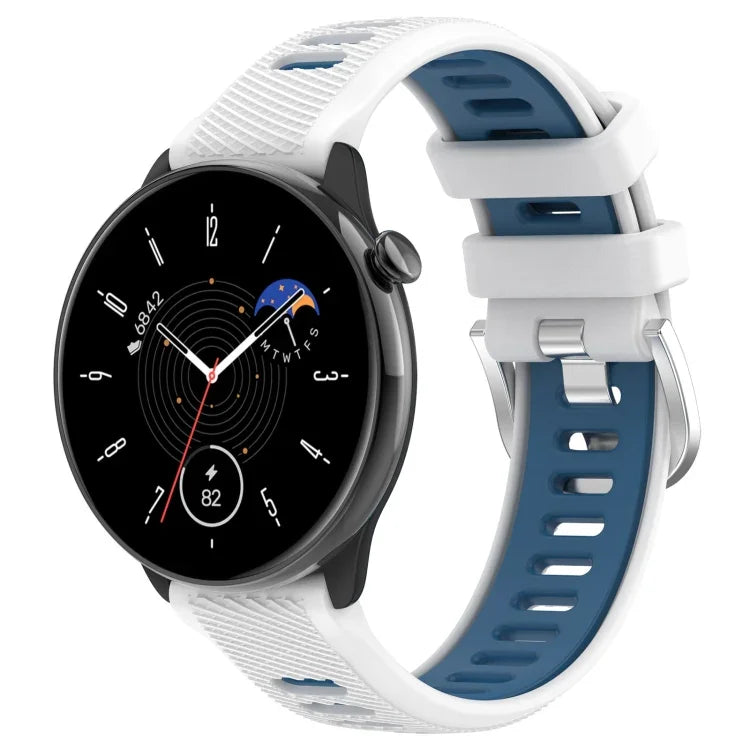 สายซิลิโคนสองสีพร้อมหัวเข็มขัดเหล็กขนาด 20mm สำหรับกีฬา, สำหรับ Samsung Galaxy Watch 6 40mm, สำหรับ Samsung Galaxy Watch 6 Classic 43mm