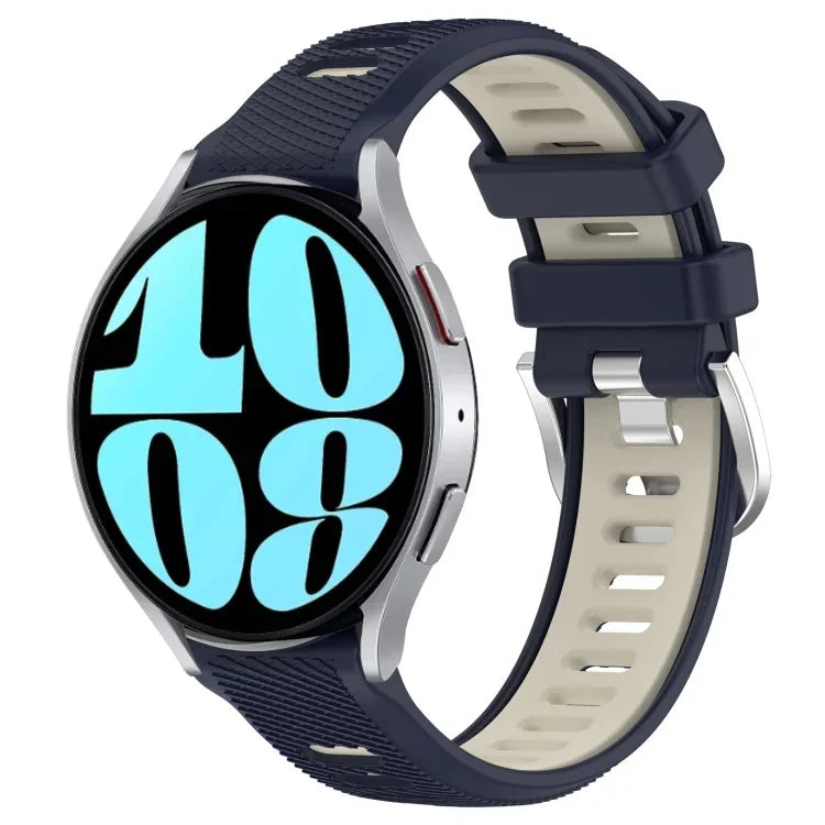 สายซิลิโคนสองสีพร้อมหัวเข็มขัดเหล็กขนาด 20mm สำหรับกีฬา, สำหรับ Samsung Galaxy Watch 6 40mm, สำหรับ Samsung Galaxy Watch 6 Classic 43mm