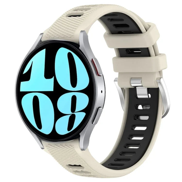 สายซิลิโคนสองสีพร้อมหัวเข็มขัดเหล็กขนาด 20mm สำหรับกีฬา, สำหรับ Samsung Galaxy Watch 6 40mm, สำหรับ Samsung Galaxy Watch 6 Classic 43mm