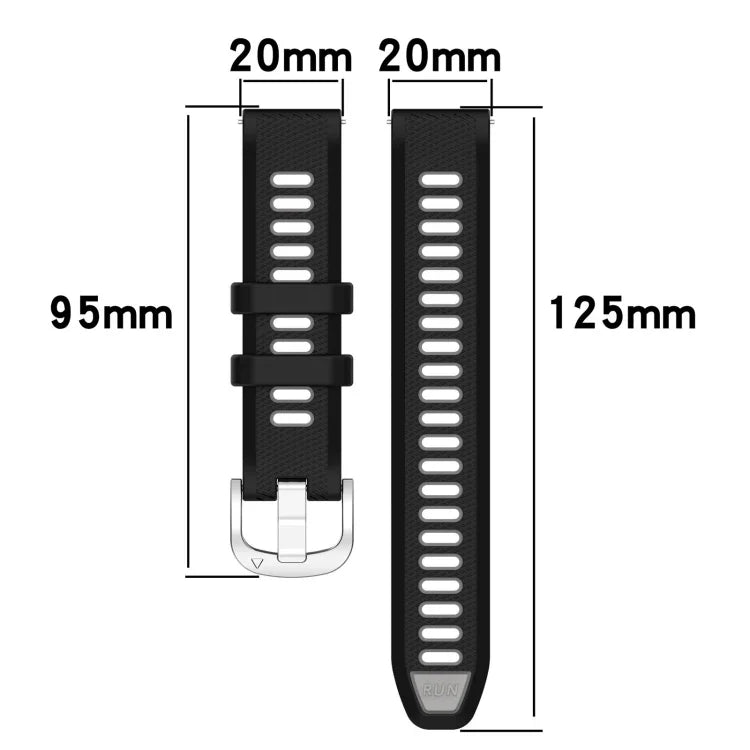 สายซิลิโคนสองสีพร้อมหัวเข็มขัดเหล็กขนาด 20mm สำหรับกีฬา, สำหรับ Samsung Galaxy Watch 6 40mm, สำหรับ Samsung Galaxy Watch 6 Classic 43mm