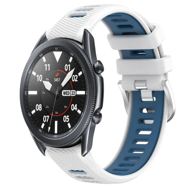 สายรัดนาฬิกาซิลิโคนหัวเข็มขัดเหล็กสองสีขนาด 22 มม. สำหรับ Samsung Galaxy Watch3 45mm, สำหรับ Samsung Galaxy Watch 46mm, สำหรับ Samsung Gear S3 Classic, สำหรับ Samsung Gear S3 Frontier