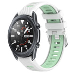 สายรัดนาฬิกาซิลิโคนหัวเข็มขัดเหล็กสองสีขนาด 22 มม. สำหรับ Samsung Galaxy Watch3 45mm, สำหรับ Samsung Galaxy Watch 46mm, สำหรับ Samsung Gear S3 Classic, สำหรับ Samsung Gear S3 Frontier