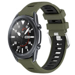 สายรัดนาฬิกาซิลิโคนหัวเข็มขัดเหล็กสองสีขนาด 22 มม. สำหรับ Samsung Galaxy Watch3 45mm, สำหรับ Samsung Galaxy Watch 46mm, สำหรับ Samsung Gear S3 Classic, สำหรับ Samsung Gear S3 Frontier