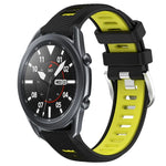 สายรัดนาฬิกาซิลิโคนหัวเข็มขัดเหล็กสองสีขนาด 22 มม. สำหรับ Samsung Galaxy Watch3 45mm, สำหรับ Samsung Galaxy Watch 46mm, สำหรับ Samsung Gear S3 Classic, สำหรับ Samsung Gear S3 Frontier