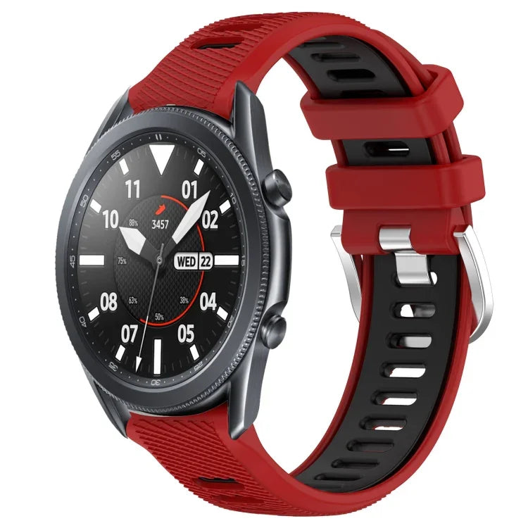 สายรัดนาฬิกาซิลิโคนหัวเข็มขัดเหล็กสองสีขนาด 22 มม. สำหรับ Samsung Galaxy Watch3 45mm, สำหรับ Samsung Galaxy Watch 46mm, สำหรับ Samsung Gear S3 Classic, สำหรับ Samsung Gear S3 Frontier