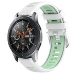 สายรัดนาฬิกาซิลิโคนหัวเข็มขัดเหล็กสองสีขนาด 22 มม. สำหรับ Samsung Galaxy Watch3 45mm, สำหรับ Samsung Galaxy Watch 46mm, สำหรับ Samsung Gear S3 Classic, สำหรับ Samsung Gear S3 Frontier
