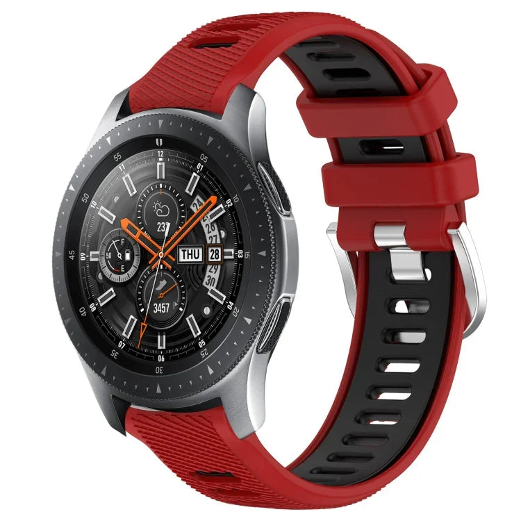 สายรัดนาฬิกาซิลิโคนหัวเข็มขัดเหล็กสองสีขนาด 22 มม. สำหรับ Samsung Galaxy Watch3 45mm, สำหรับ Samsung Galaxy Watch 46mm, สำหรับ Samsung Gear S3 Classic, สำหรับ Samsung Gear S3 Frontier