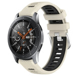 สายรัดนาฬิกาซิลิโคนหัวเข็มขัดเหล็กสองสีขนาด 22 มม. สำหรับ Samsung Galaxy Watch3 45mm, สำหรับ Samsung Galaxy Watch 46mm, สำหรับ Samsung Gear S3 Classic, สำหรับ Samsung Gear S3 Frontier