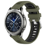 สายรัดนาฬิกาซิลิโคนหัวเข็มขัดเหล็กสองสีขนาด 22 มม. สำหรับ Samsung Galaxy Watch3 45mm, สำหรับ Samsung Galaxy Watch 46mm, สำหรับ Samsung Gear S3 Classic, สำหรับ Samsung Gear S3 Frontier