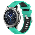 สายรัดนาฬิกาซิลิโคนหัวเข็มขัดเหล็กสองสีขนาด 22 มม. สำหรับ Samsung Galaxy Watch3 45mm, สำหรับ Samsung Galaxy Watch 46mm, สำหรับ Samsung Gear S3 Classic, สำหรับ Samsung Gear S3 Frontier