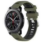 สายรัดนาฬิกาซิลิโคนหัวเข็มขัดเหล็กสองสีขนาด 22 มม. สำหรับ Samsung Galaxy Watch3 45mm, สำหรับ Samsung Galaxy Watch 46mm, สำหรับ Samsung Gear S3 Classic, สำหรับ Samsung Gear S3 Frontier