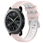 สายรัดนาฬิกาซิลิโคนหัวเข็มขัดเหล็กสองสีขนาด 22 มม. สำหรับ Samsung Galaxy Watch3 45mm, สำหรับ Samsung Galaxy Watch 46mm, สำหรับ Samsung Gear S3 Classic, สำหรับ Samsung Gear S3 Frontier