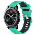 สายรัดนาฬิกาซิลิโคนหัวเข็มขัดเหล็กสองสีขนาด 22 มม. สำหรับ Samsung Galaxy Watch3 45mm, สำหรับ Samsung Galaxy Watch 46mm, สำหรับ Samsung Gear S3 Classic, สำหรับ Samsung Gear S3 Frontier