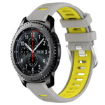 สายรัดนาฬิกาซิลิโคนหัวเข็มขัดเหล็กสองสีขนาด 22 มม. สำหรับ Samsung Galaxy Watch3 45mm, สำหรับ Samsung Galaxy Watch 46mm, สำหรับ Samsung Gear S3 Classic, สำหรับ Samsung Gear S3 Frontier