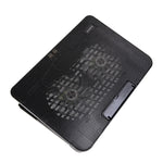 แผ่นระบายความร้อนแล็ปท็อป N99 พร้อมพัดลมคู่ USB ดีไซน์กลวงแกะสลัก, N99