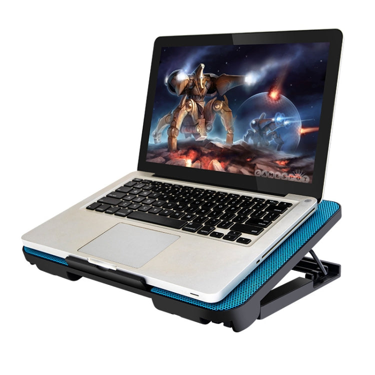 แผ่นระบายความร้อนแล็ปท็อป N99 พร้อมพัดลมคู่ USB ดีไซน์กลวงแกะสลัก, N99