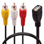 JUNSUNMAY สายแยกสัญญาณเสียงและวิดีโอ USB ตัวเมียเป็น 3 x RCA ตัวผู้ ยาว 0.2 เมตร, 1.5 เมตร