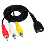 JUNSUNMAY สายแยกสัญญาณเสียงและวิดีโอ USB ตัวเมียเป็น 3 x RCA ตัวผู้ ยาว 0.2 เมตร, 1.5 เมตร