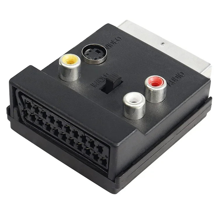 JUNSUNMAY สายอะแดปเตอร์ 21 พิน Scart ตัวผู้ถึงตัวเมีย พร้อม S-Video 3 RCA สวิตช์แปลงเสียงเข้าออก