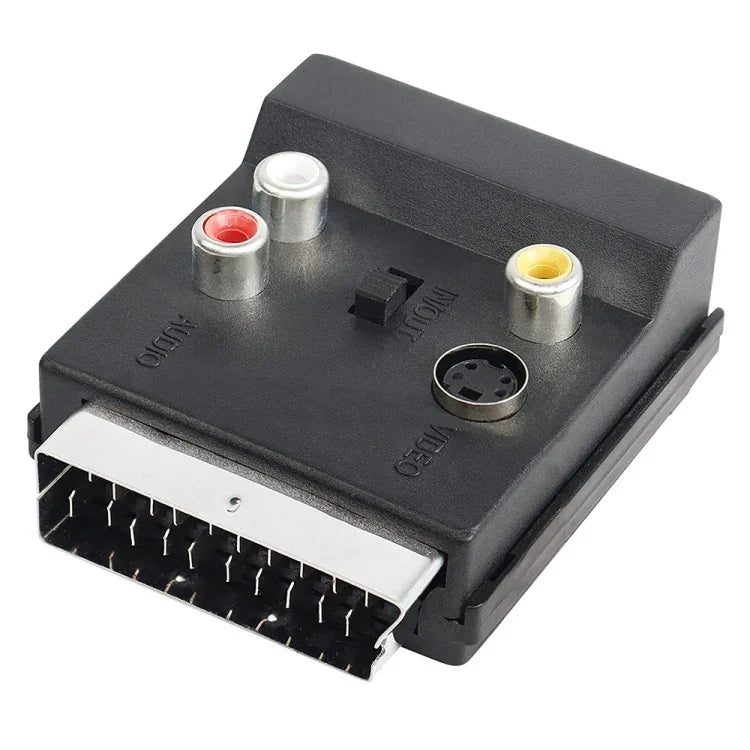 JUNSUNMAY สายอะแดปเตอร์ 21 พิน Scart ตัวผู้ถึงตัวเมีย พร้อม S-Video 3 RCA สวิตช์แปลงเสียงเข้าออก