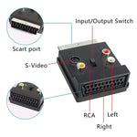 JUNSUNMAY สายอะแดปเตอร์ 21 พิน Scart ตัวผู้ถึงตัวเมีย พร้อม S-Video 3 RCA สวิตช์แปลงเสียงเข้าออก