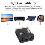 JUNSUNMAY สายอะแดปเตอร์ 21 พิน Scart ตัวผู้ถึงตัวเมีย พร้อม S-Video 3 RCA สวิตช์แปลงเสียงเข้าออก