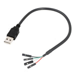 JUNSUNMAY สายอะแดปเตอร์ขยายหัวต่อเมนบอร์ด USB 2.0 A เป็นตัวเมีย 4 พิน Dupont ยาว 0.3 เมตร, ตัวผู้ USB, ตัวเมีย USB