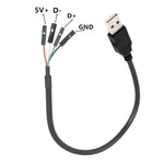 JUNSUNMAY สายอะแดปเตอร์ขยายหัวต่อเมนบอร์ด USB 2.0 A เป็นตัวเมีย 4 พิน Dupont ยาว 0.3 เมตร, ตัวผู้ USB, ตัวเมีย USB